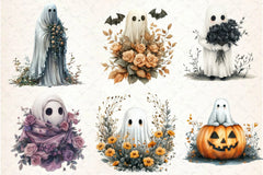 Halloween Floral Ghost Clipart Bundle 3 - CraftNest - Digital Crafting and Art