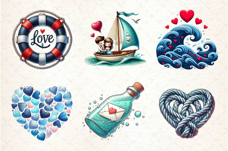Navy Valentine Clipart Bundle - CraftNest - Digital Crafting and Art