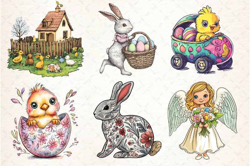 Vintage Easter Springtime Clipart Bundle - CraftNest - Digital Crafting and Art