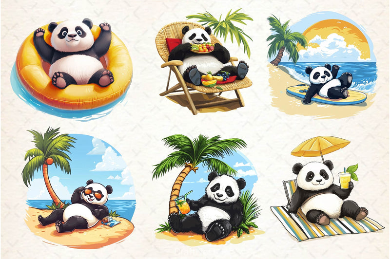 Funny Sunbathing Panda Clipart Bundle 2 - CraftNest - Digital Crafting and Art