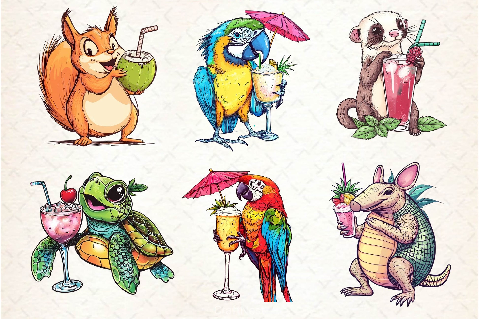 Summer Cocktail And Animals Clipart Bundle 1 - CraftNest - Digital Crafting and Art