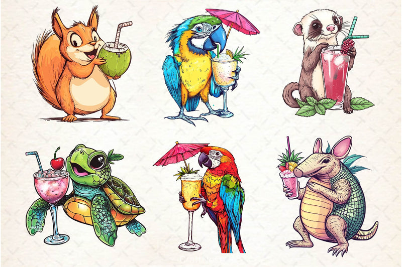 Summer Cocktail And Animals Clipart Bundle 1 - CraftNest - Digital Crafting and Art