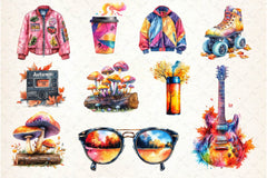 80s Retro Autumn Clipart Bundle 3 - CraftNest - Digital Crafting and Art