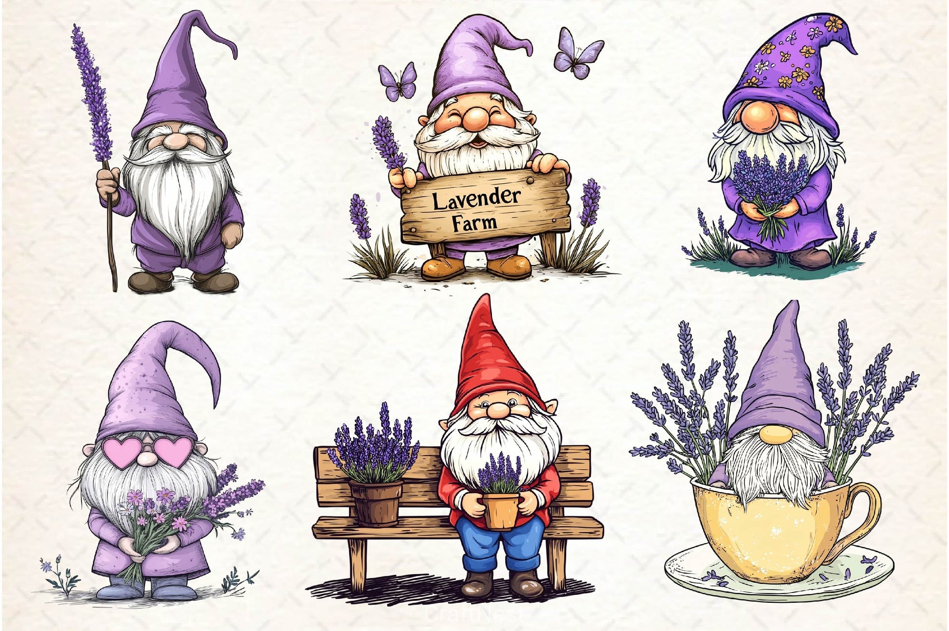 Lavender Purple Gnome Clipart Bundle 2 - CraftNest - Digital Crafting and Art
