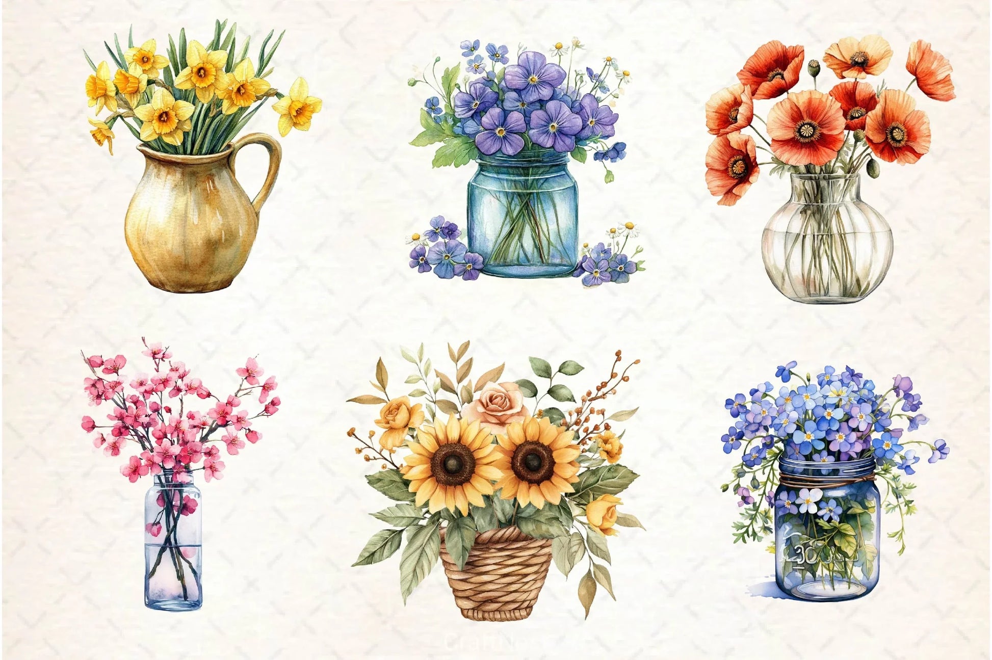 Spring Flowers Vase Clipart Bundle - CraftNest - Digital Crafting and Art