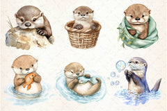 Playful Otter Pups Clipart Bundle 2 - CraftNest - Digital Crafting and Art