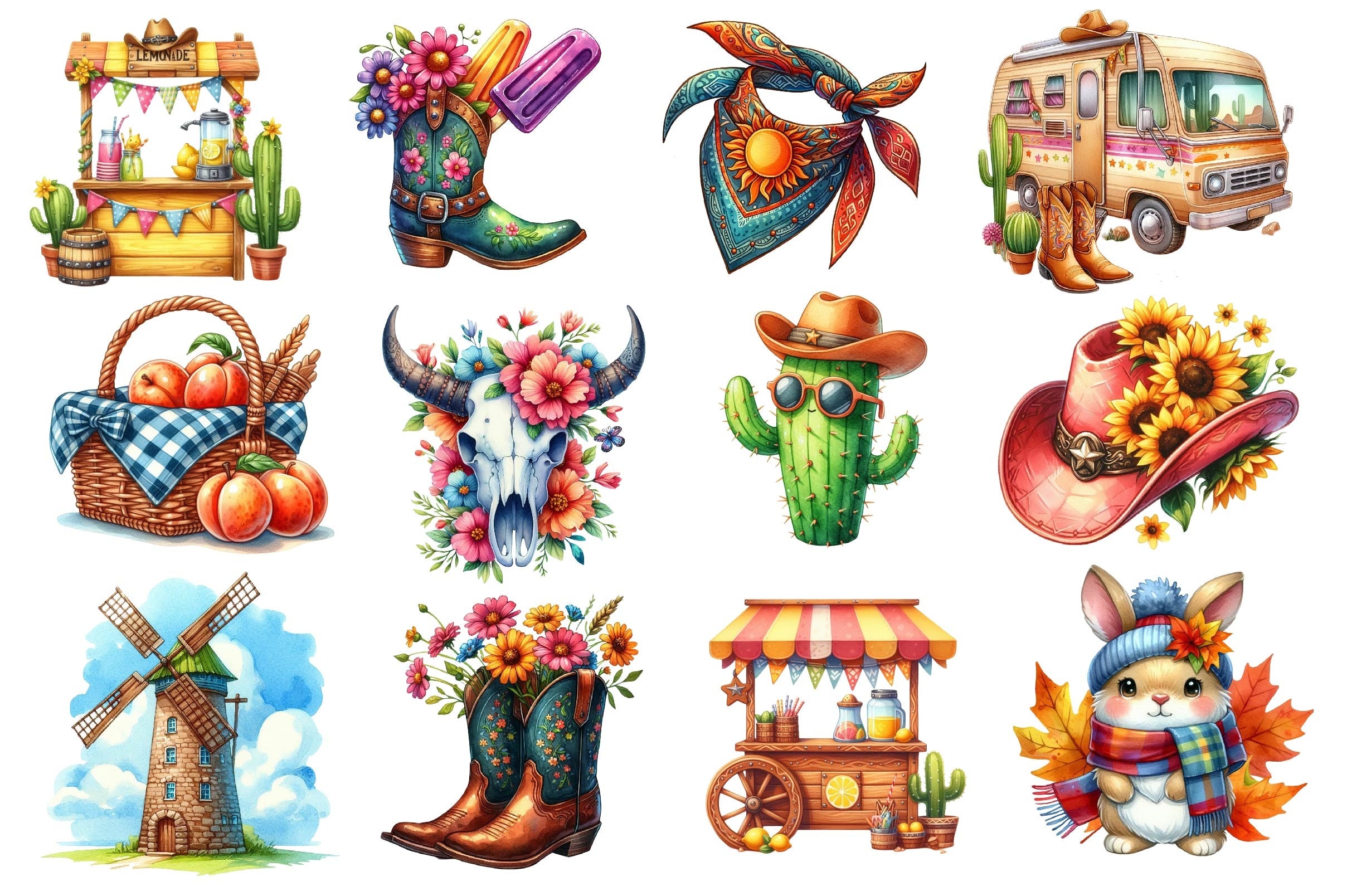 Western Summer Clipart Bundle 3 - CraftNest - Digital Crafting and Art