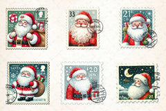 Postage Stamp Santa Claus Clipart Bundle 2 - CraftNest - Digital Crafting and Art