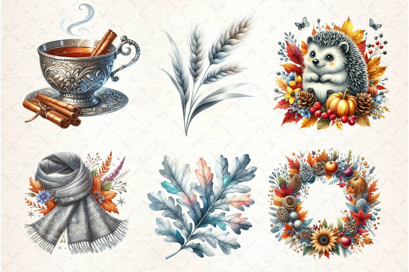 Silver Autumn Clipart Bundle 2 - CraftNest - Digital Crafting and Art