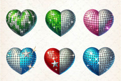 Valentines Day Disco Heart Clipart Bundle 3 - CraftNest - Digital Crafting and Art