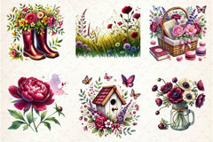 Burgundy Spring Clipart Bundle 7 - CraftNest - Digital Crafting and Art