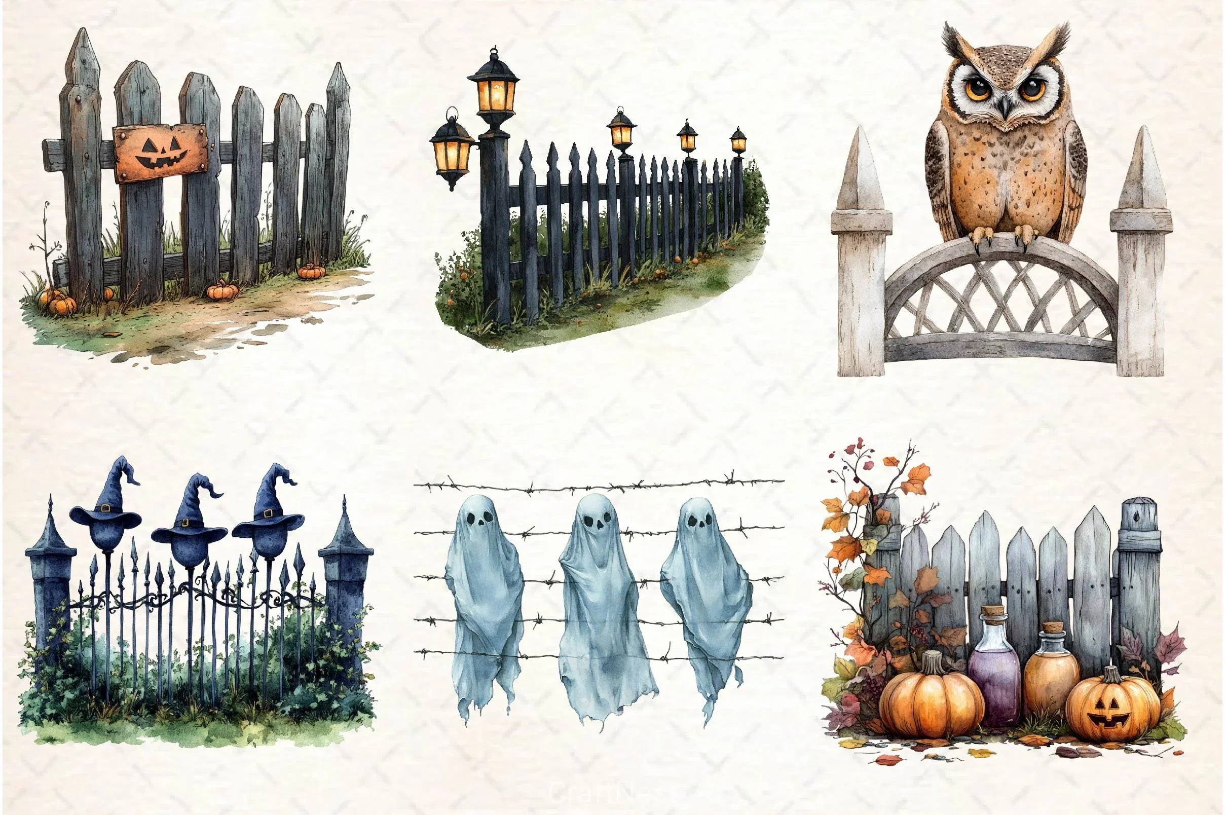 Halloween Fence Clipart Bundle - CraftNest - Digital Crafting and Art
