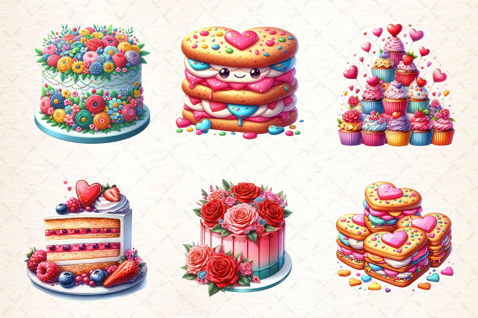 Valentines Day Cake Clipart Bundle - CraftNest - Digital Crafting and Art