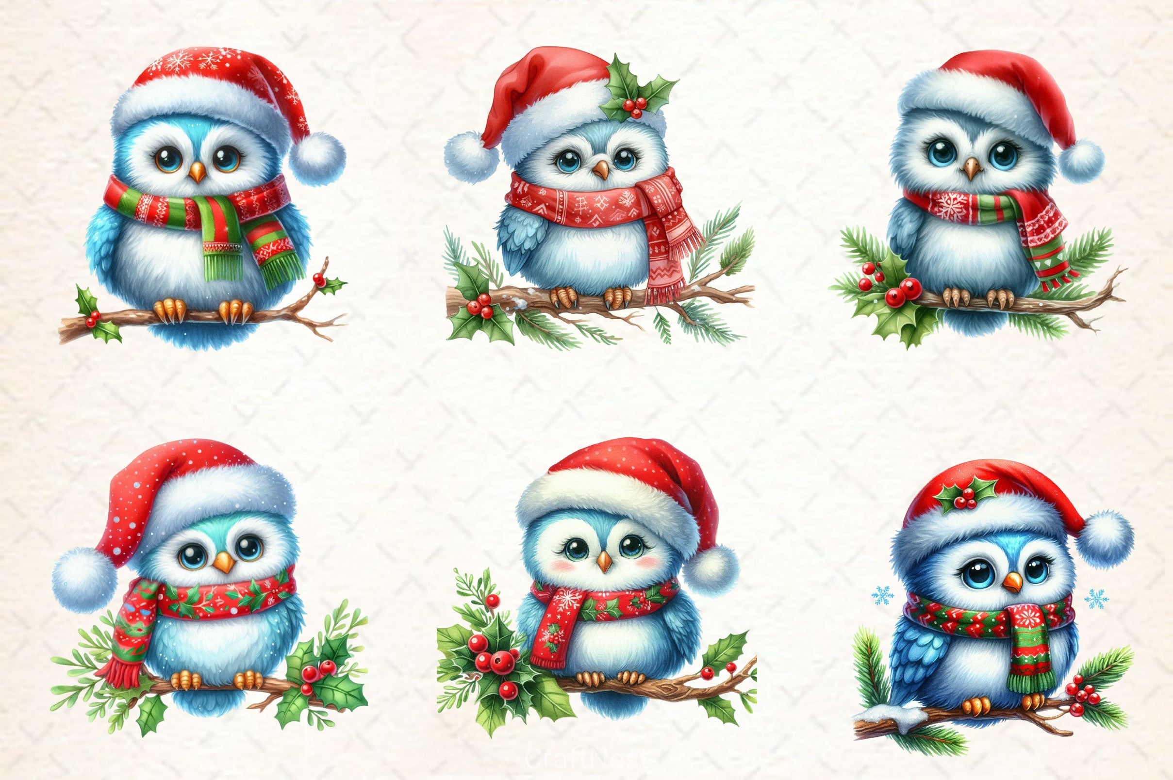 Christmas Owl Clipart Bundle 2 - CraftNest - Digital Crafting and Art