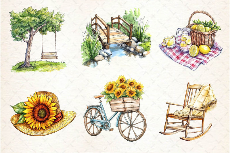 Happy Rustic Summer Clipart Bundle 2 - CraftNest - Digital Crafting and Art