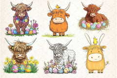 Easter Highland Cow Clipart Bundle 3 - CraftNest - Digital Crafting and Art