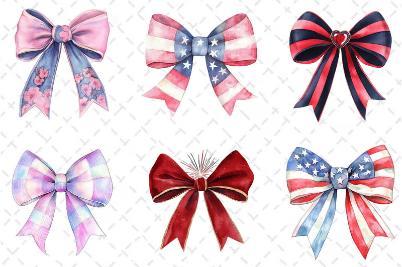 USA Coquette Bow Clipart Bundle - CraftNest - Digital Crafting and Art