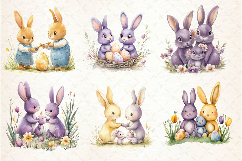 Easter Bunnies Family Clipart Bundle 2 - CraftNest - Digital Crafting and Art