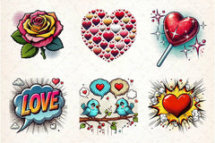Pop Art Valentines Day Clipart Bundle 2 - CraftNest - Digital Crafting and Art