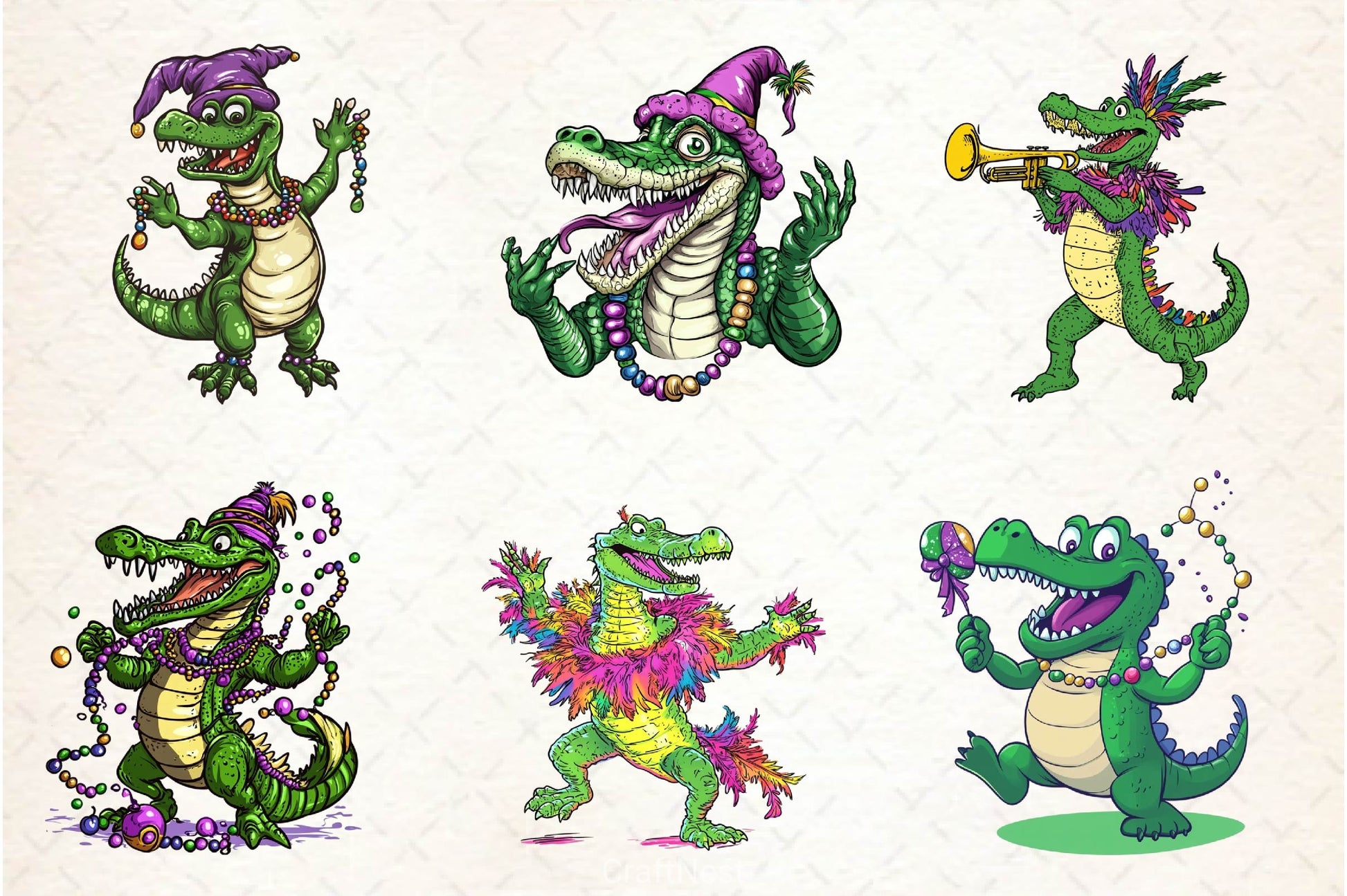 Mardi Gras Crocodile Clipart Bundle 2 - CraftNest - Digital Crafting and Art