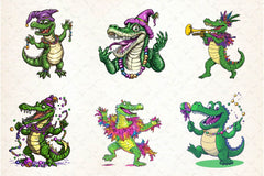 Mardi Gras Crocodile Clipart Bundle 2 - CraftNest - Digital Crafting and Art