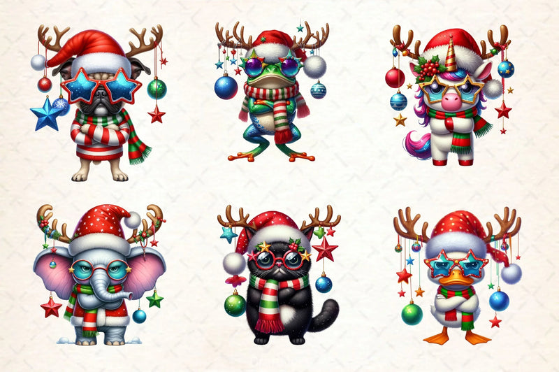 Grumpy Animals Christmas Clipart Bundle - CraftNest - Digital Crafting and Art