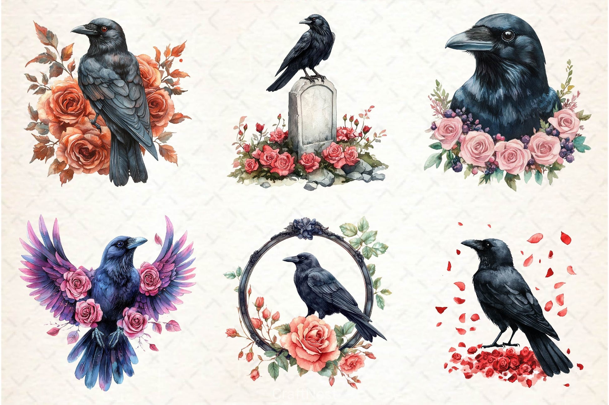 Creepy Crow Clipart Bundle - CraftNest - Digital Crafting and Art