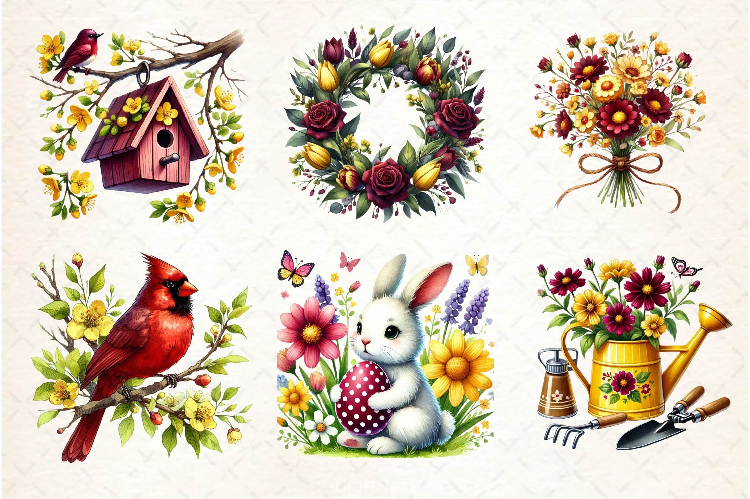 Burgundy Spring Clipart Bundle 2 - CraftNest - Digital Crafting and Art