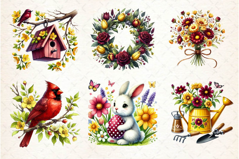 Burgundy Spring Clipart Bundle 2 - CraftNest - Digital Crafting and Art