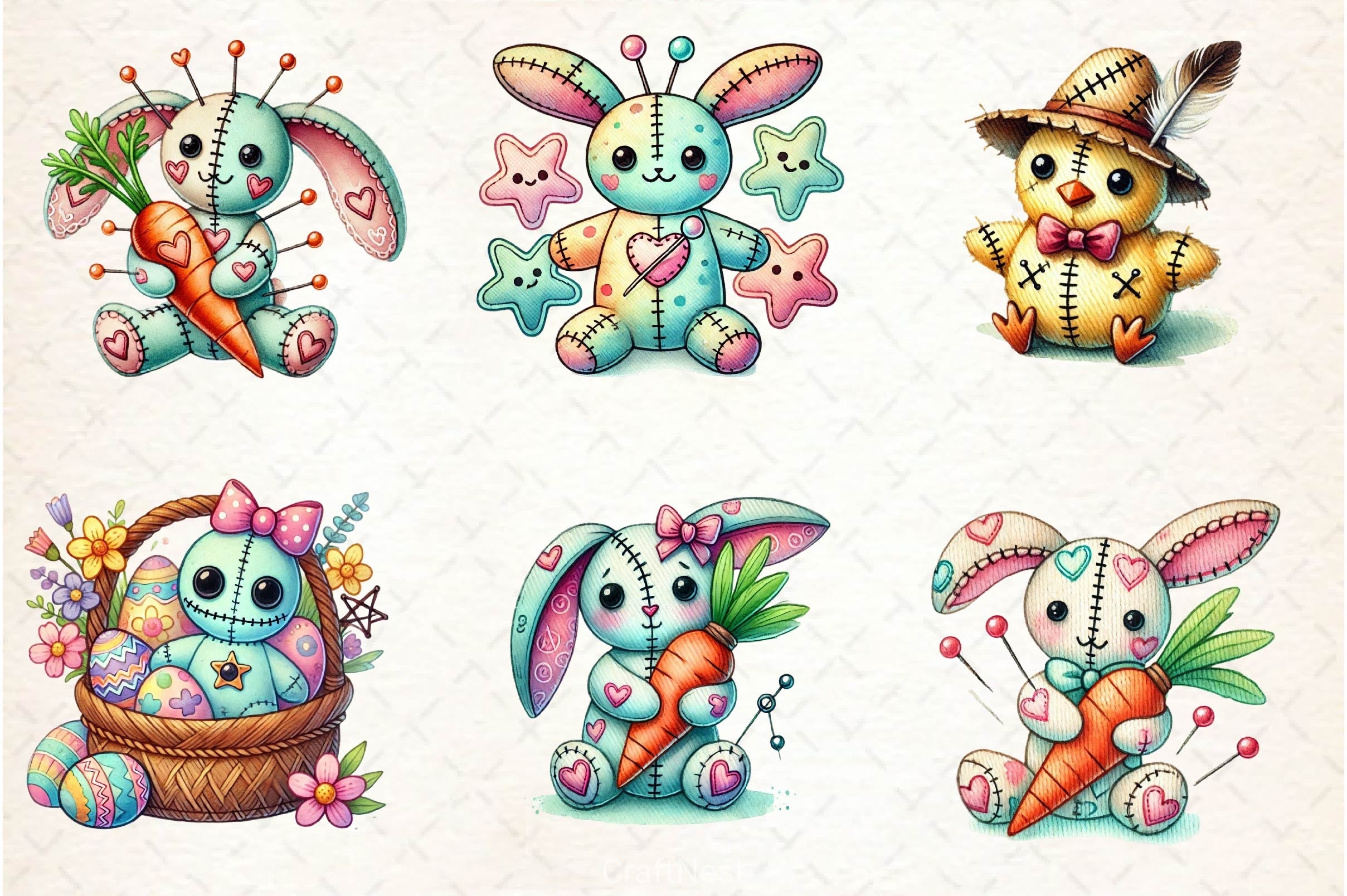Cute Easter Voodoo Doll Clipart Bundle 2 - CraftNest - Digital Crafting and Art