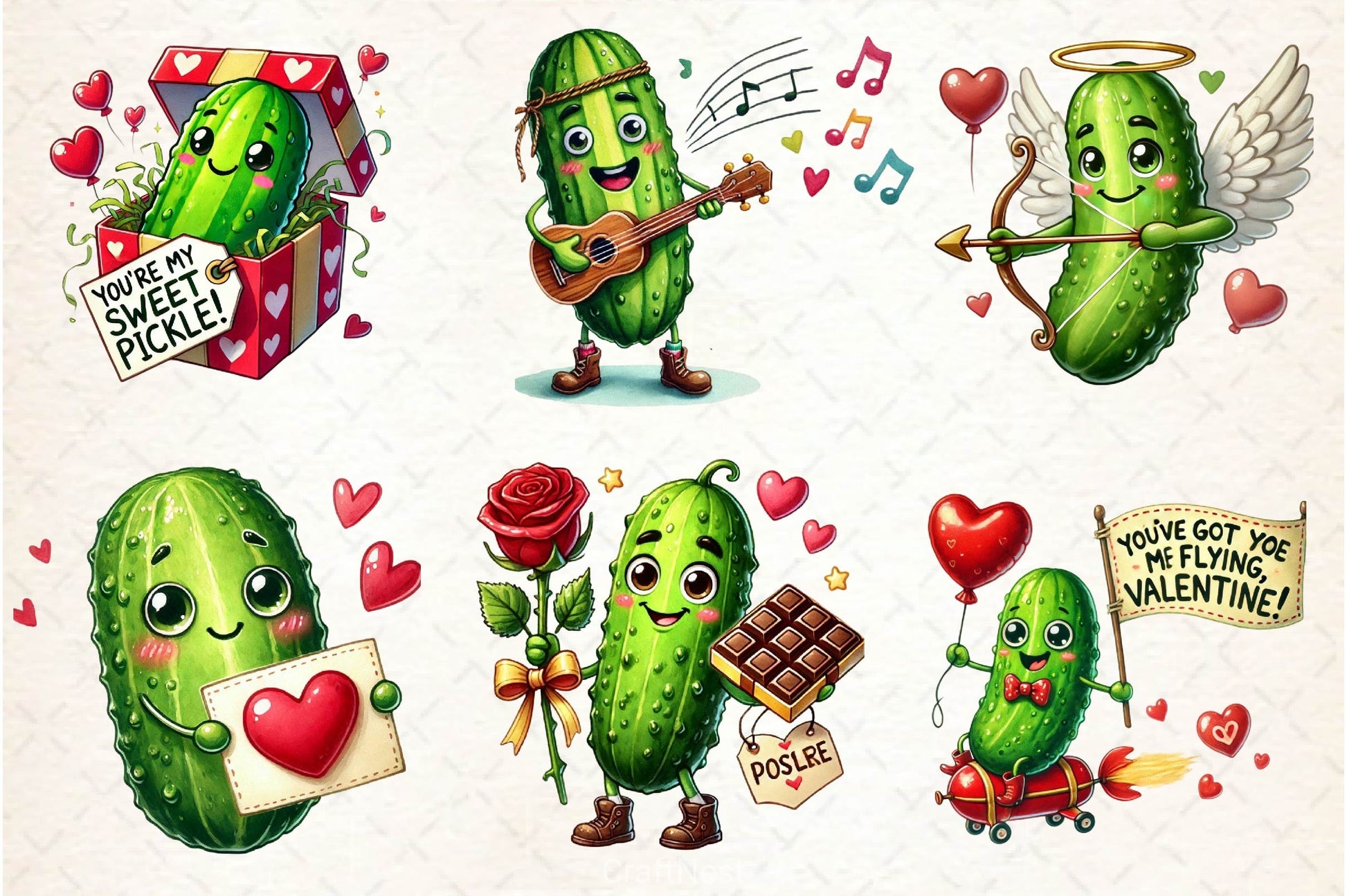 Cute Pickle In Valentines Clipart Bundle - CraftNest - Digital Crafting and Art