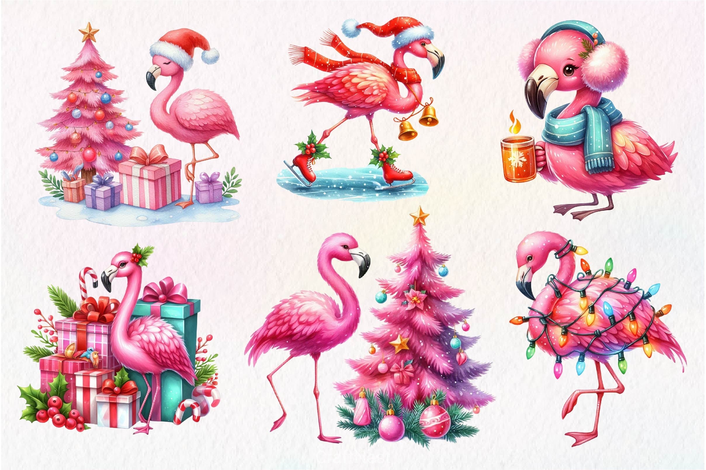 Christmas Flamingo Clipart Bundle 3 - CraftNest - Digital Crafting and Art