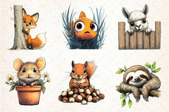 Quirky Animals Peeking Around Corner Clipart Bundle 2 - CraftNest - Digital Crafting and Art