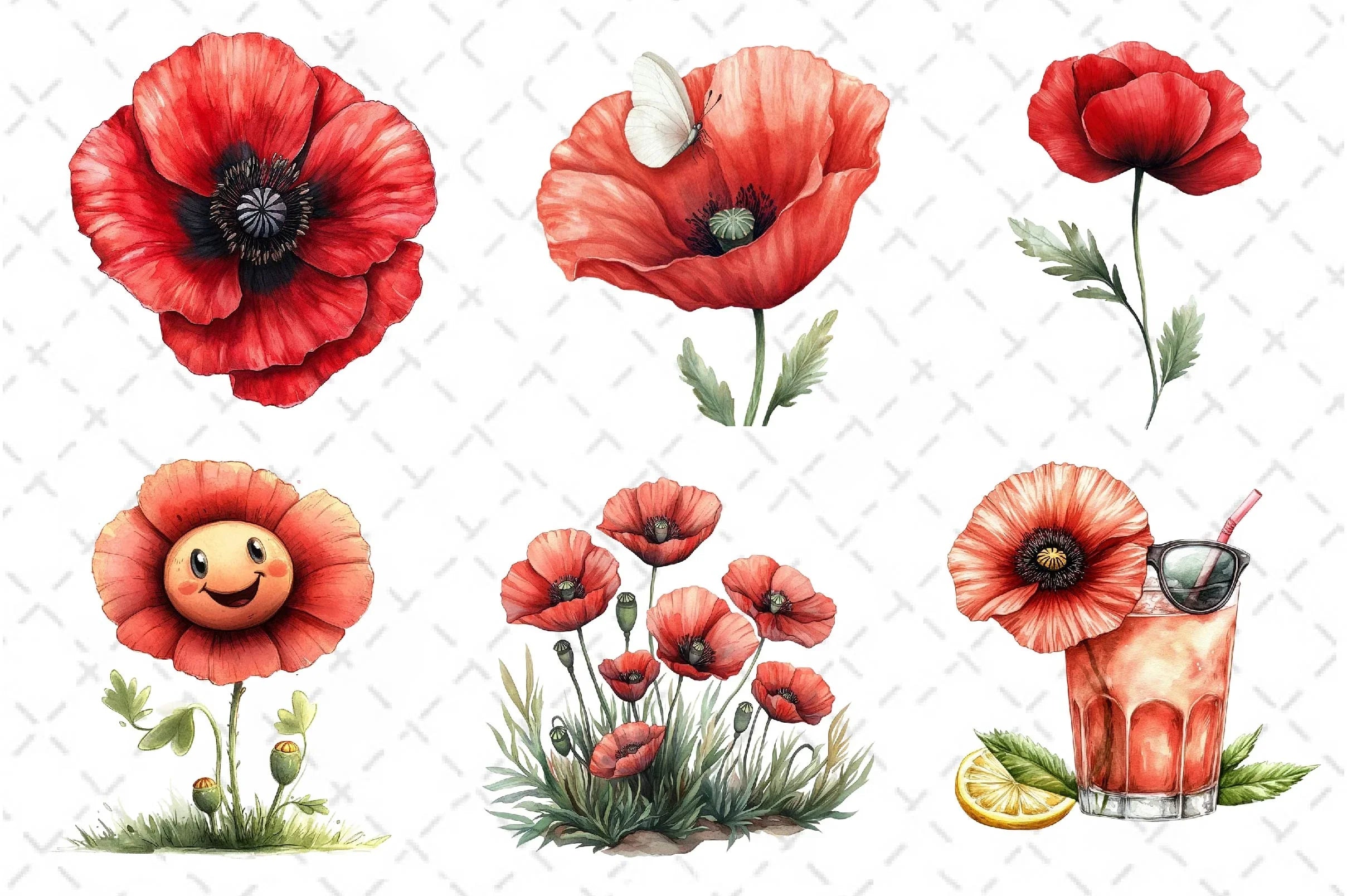 Poppy Flowers Clipart Bundle - CraftNest - Digital Crafting and Art