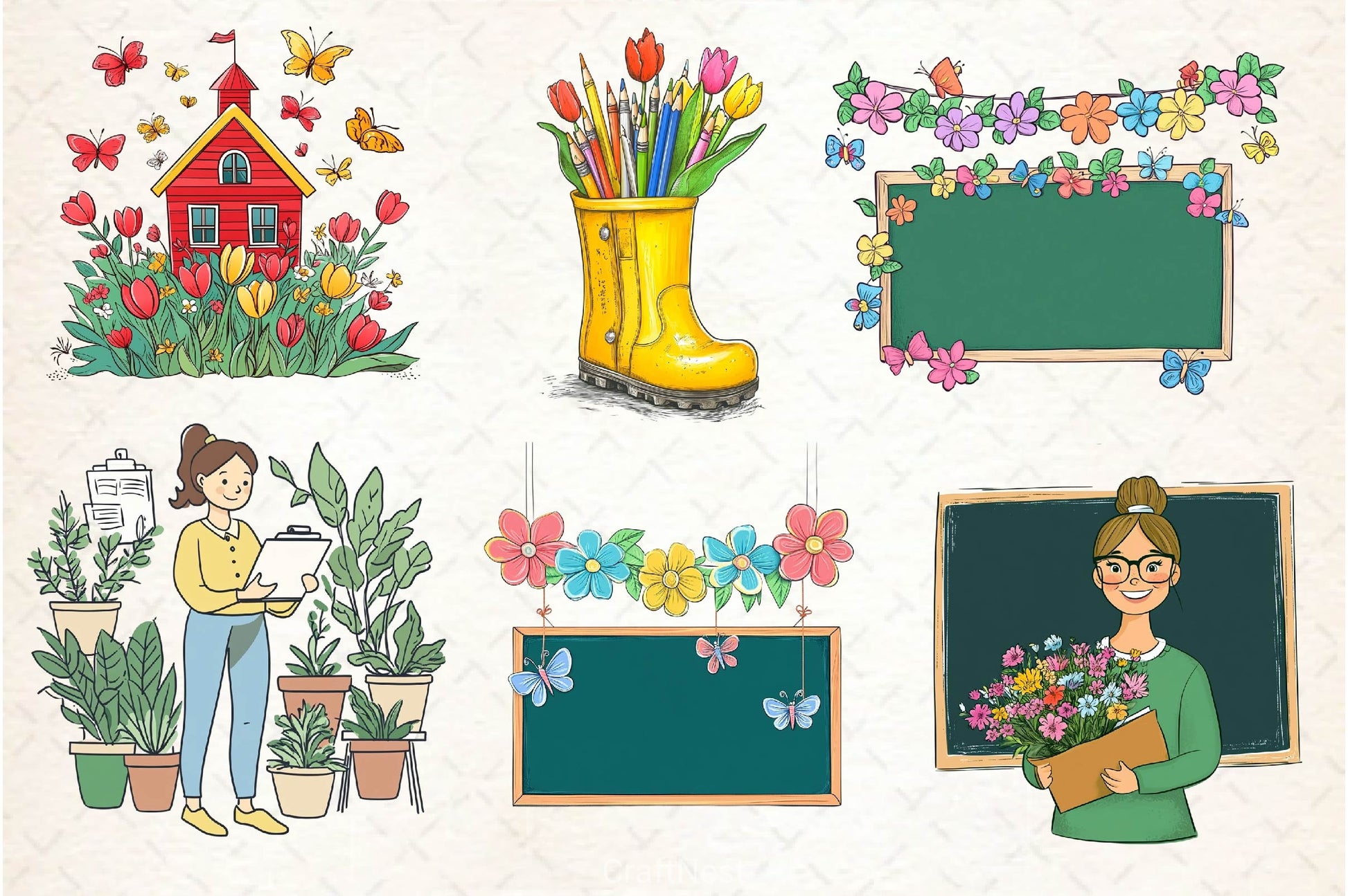 Spring Teacher School Clipart Bundle 2 - CraftNest - Digital Crafting and Art