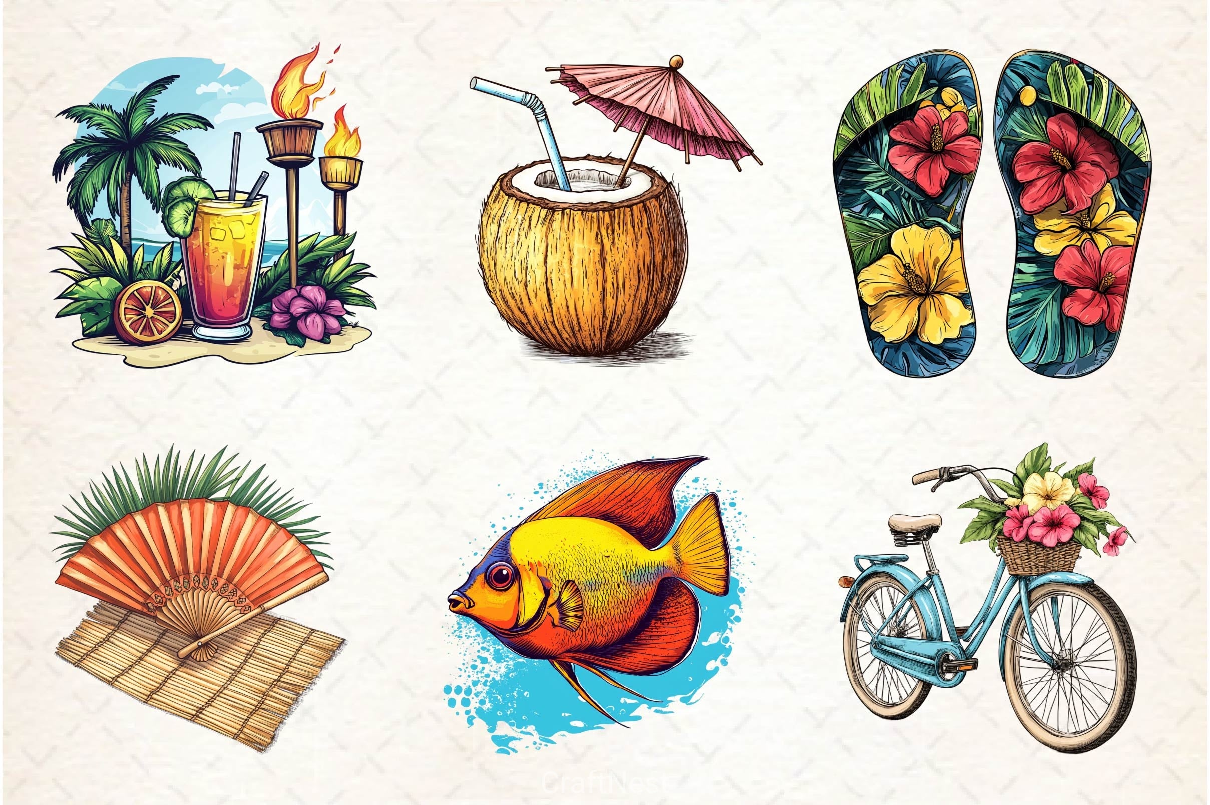 Tropical Summer Clipart Bundle 4 - CraftNest - Digital Crafting and Art