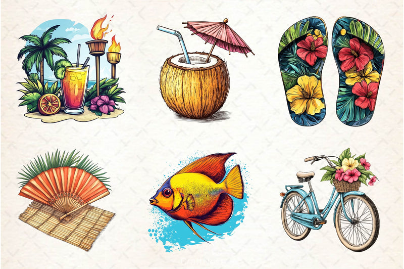 Tropical Summer Clipart Bundle 4 - CraftNest - Digital Crafting and Art