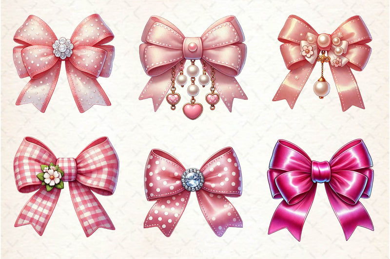 Pink Coquette Valentine Bow Clipart Bundle 2 - CraftNest - Digital Crafting and Art