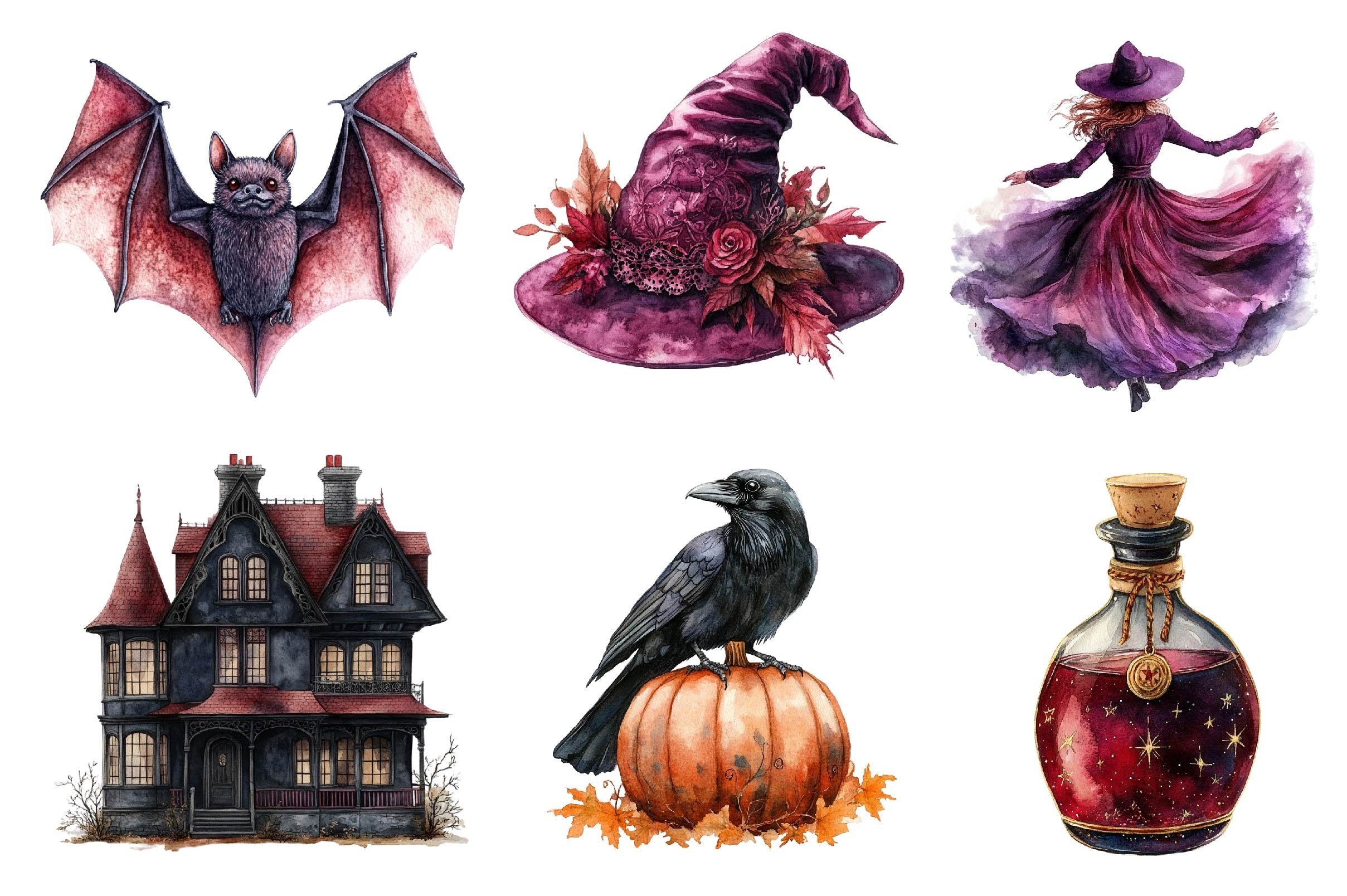 Burgundy & Halloween Clipart Bundle 5 - CraftNest - Digital Crafting and Art