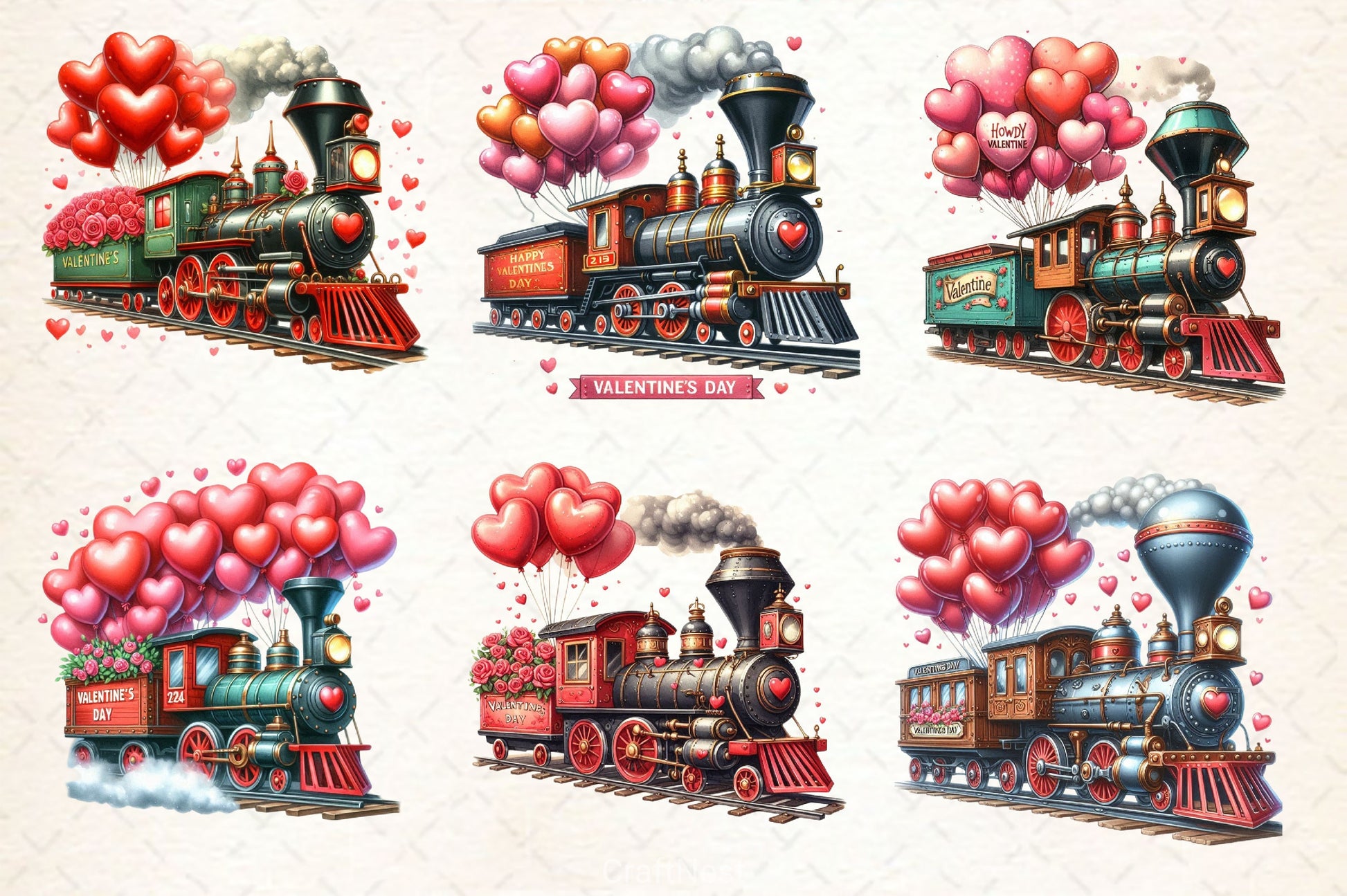 Valentine's Train Clipart Bundle 3 - CraftNest - Digital Crafting and Art
