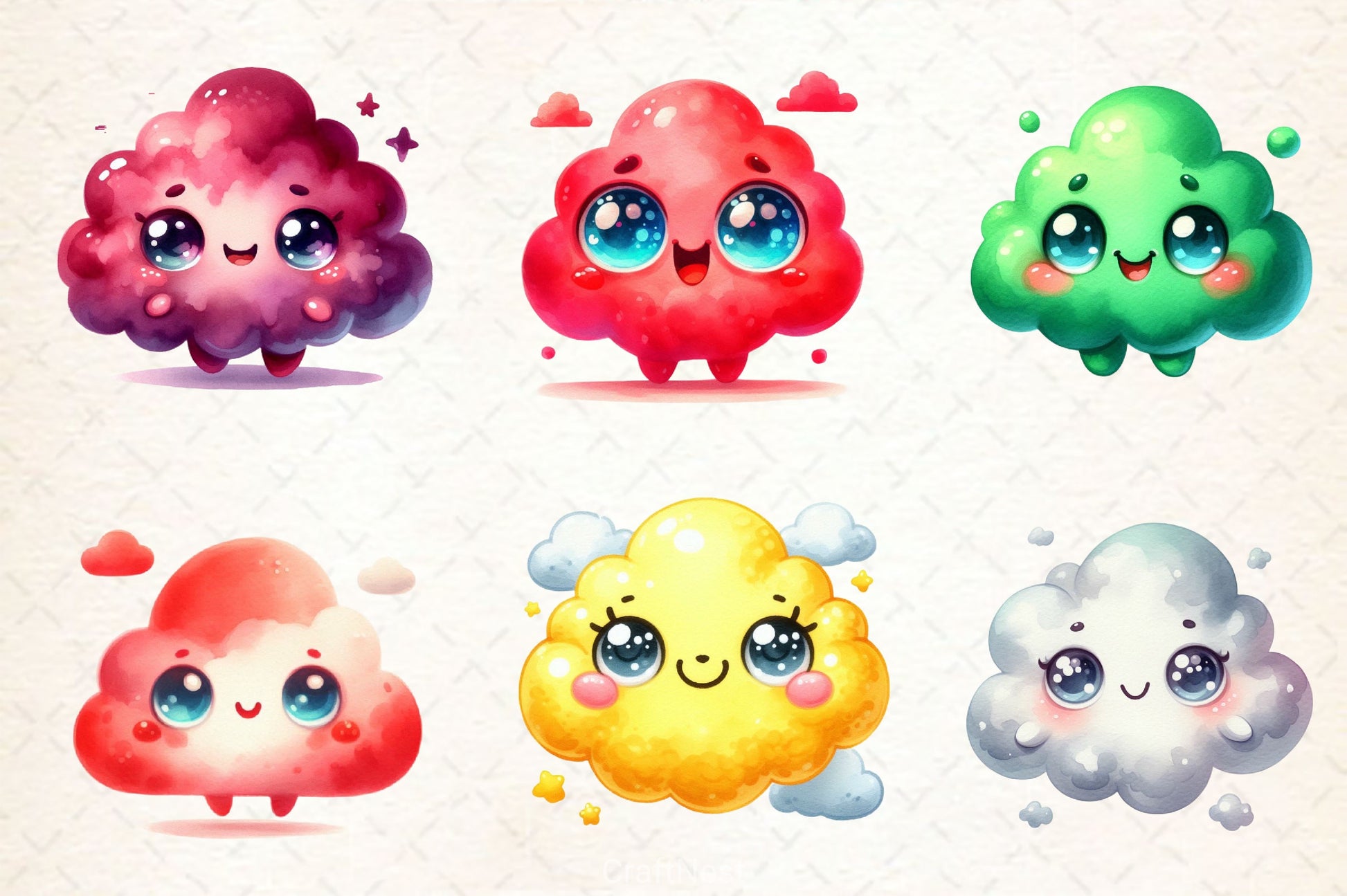 Pastel Cute Clouds Clipart Bundle - CraftNest - Digital Crafting and Art
