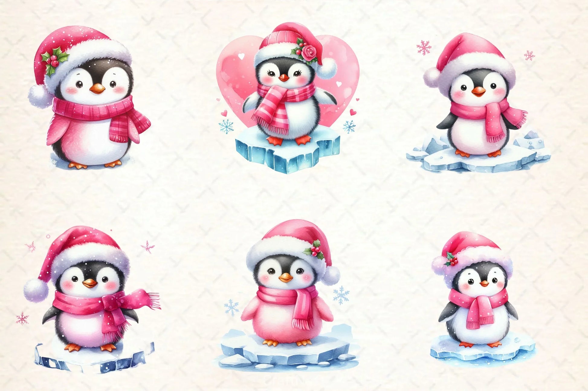 Pink Penguin Christmas Clipart Bundle - CraftNest - Digital Crafting and Art