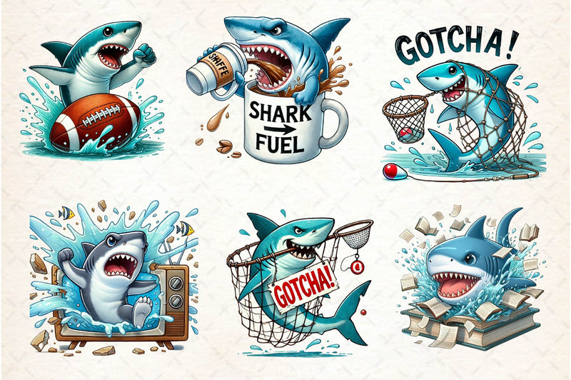 Funny Shark Break Through Clipart Bundle - CraftNest - Digital Crafting and Art