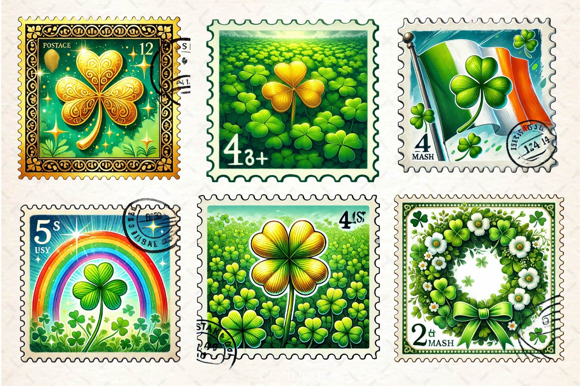 St Patrick's Day Postage Stamp Clipart Bundle - CraftNest - Digital Crafting and Art