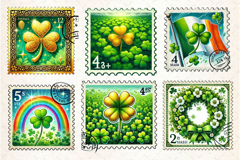 St Patrick's Day Postage Stamp Clipart Bundle - CraftNest - Digital Crafting and Art