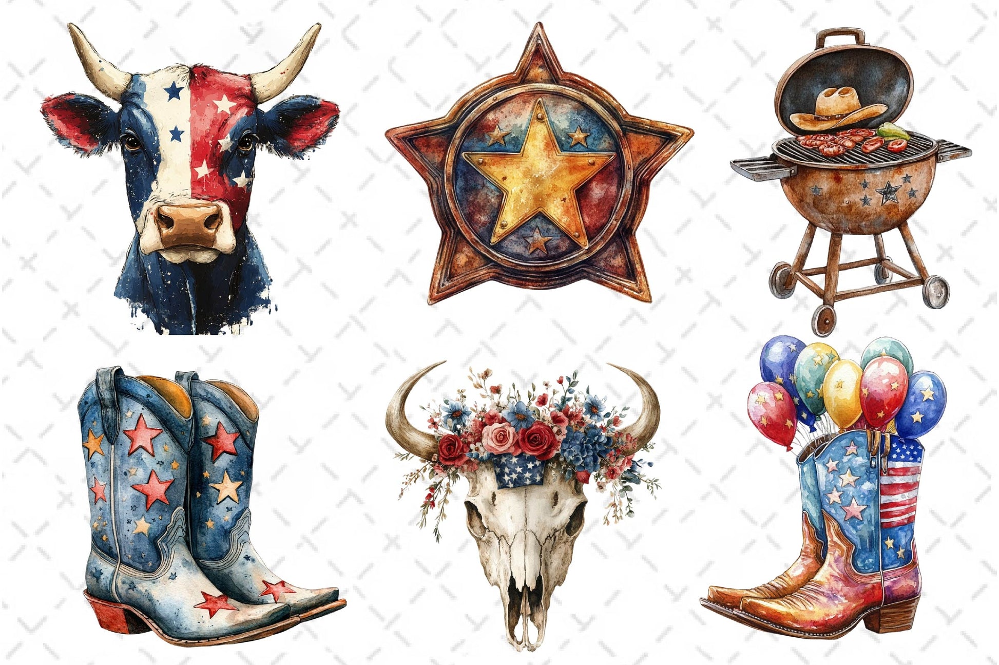 America Cowboy 4th Of July Clipart Bundle - CraftNest - Digital Crafting and Art