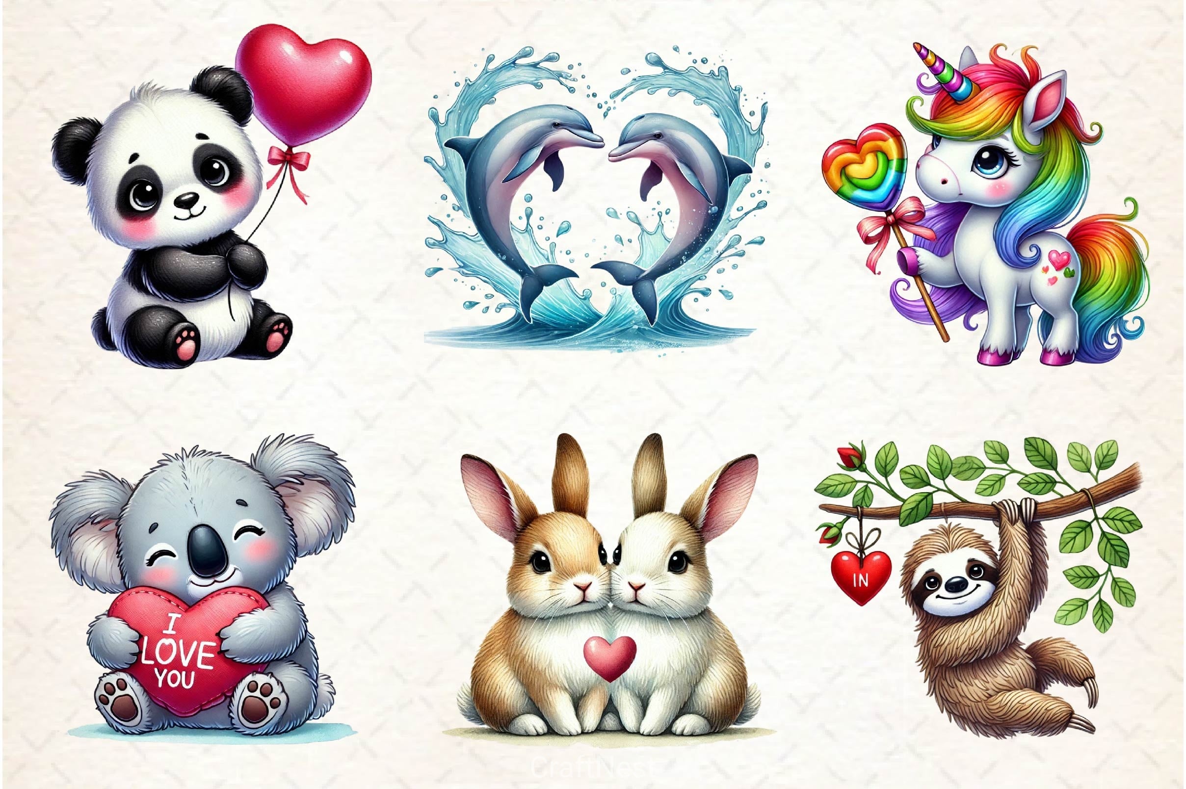 Valentine Design Valentine Animals Clipart Bundle 2 - CraftNest - Digital Crafting and Art