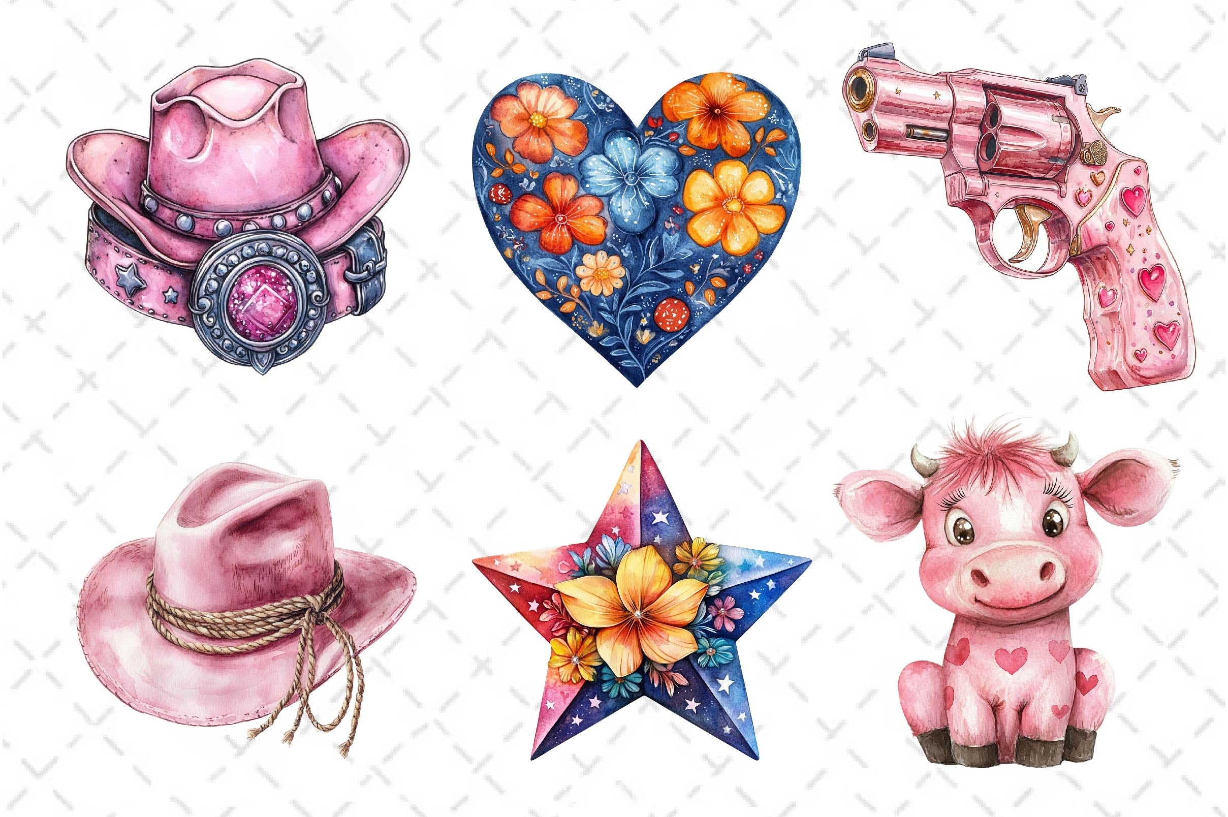Pink Vintage Western Clipart Bundle - CraftNest - Digital Crafting and Art