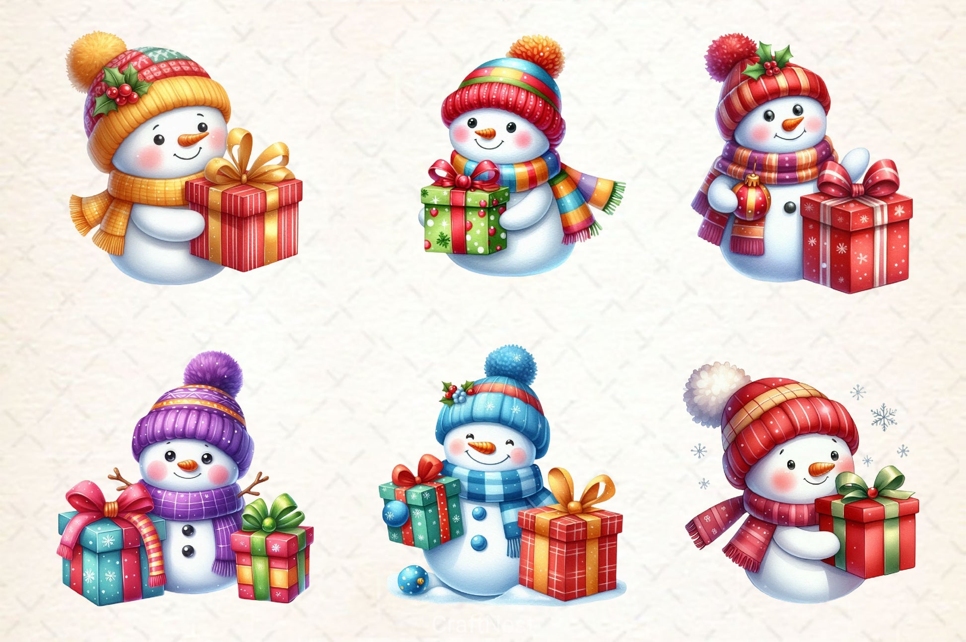 Christmas Cute Snowman Clipart Bundle 6 - CraftNest - Digital Crafting and Art