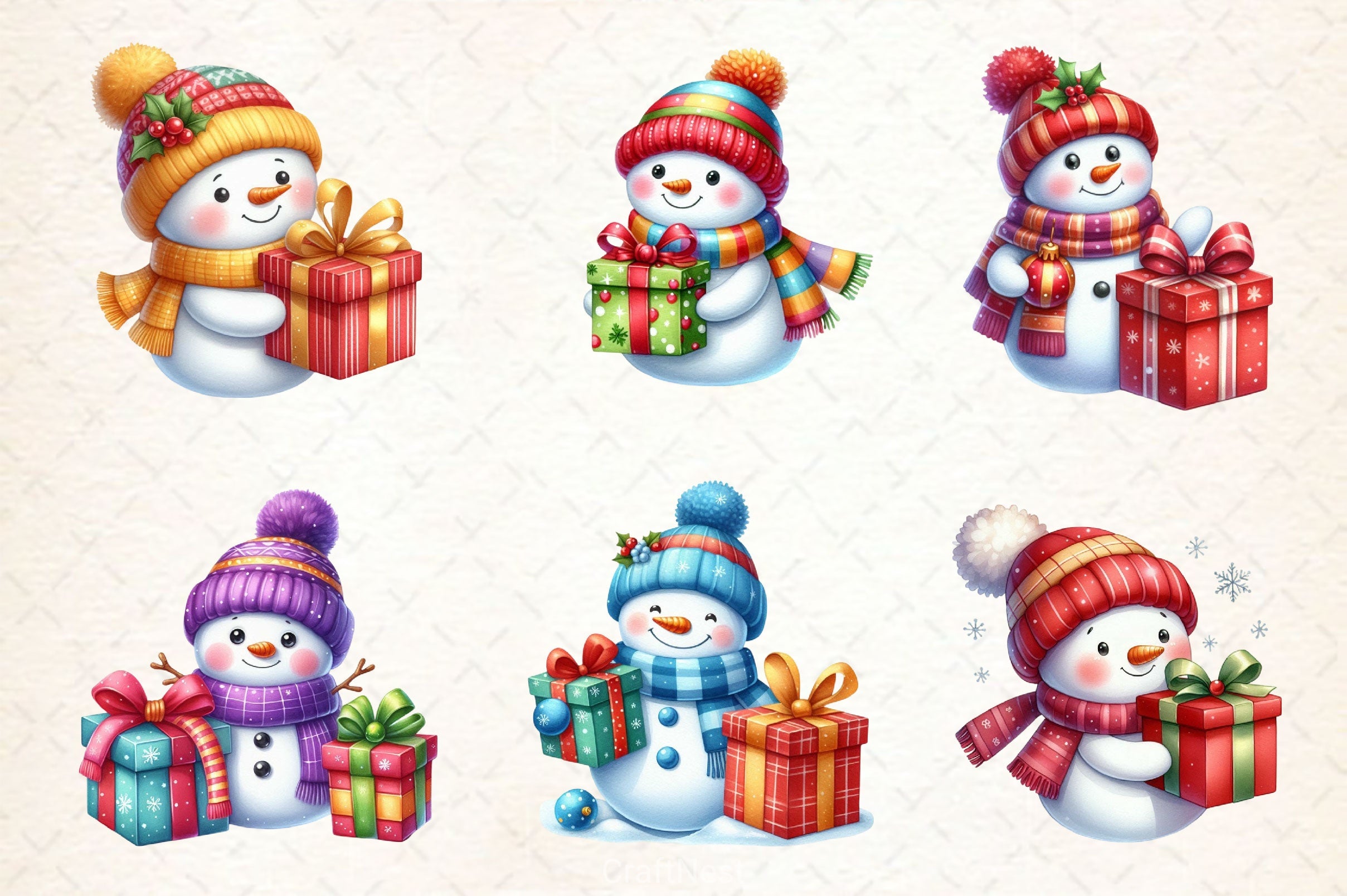 Christmas Cute Snowman Clipart Bundle 6 - CraftNest - Digital Crafting and Art